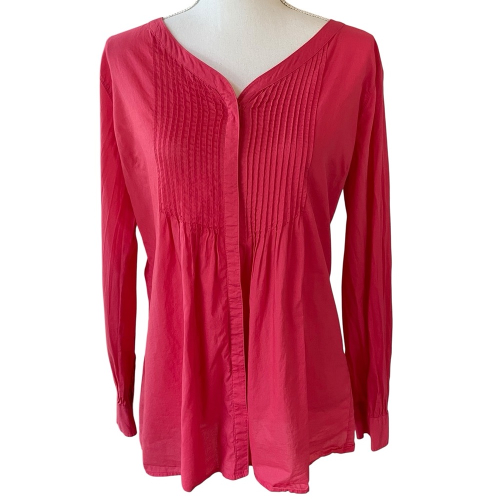 Lands' End Women's Vibrant Pink Peasant Blouse.  Size M